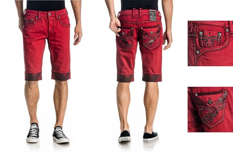 Rock Revival | Шорты мужские CRESTMONT H205 SHORTS TW122-H205 перед сзади и детали