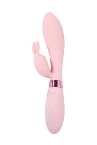 Нежно-розовый вибратор-кролик с независимыми моторчиками Indeep Theona