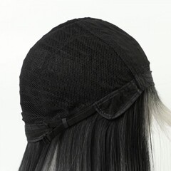 Парик искусственный, с чёлкой, имитация кожи, 60 см, цвет чёрный/пепельный