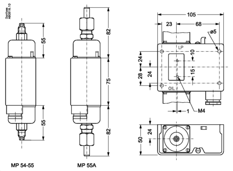 Реле дифференциального давления MP54 Danfoss 060B016891