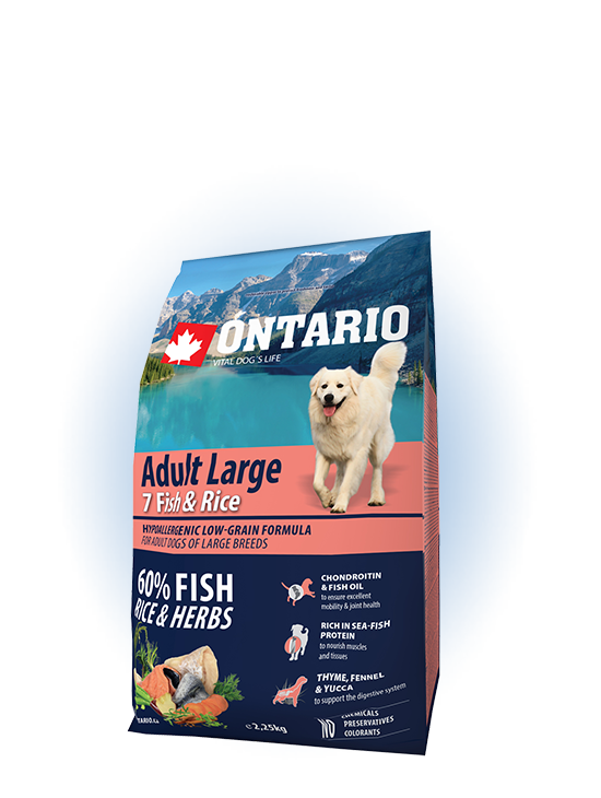 Сухой корм Корм собак крупных пород Ontario Adult Large 7 Fish & Rice, с 7 видами рыбы и рисом AL_FR_2_25.png