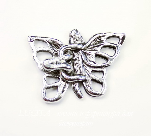 Замок - крючок из 2х частей Quest Beads "Фея-бабочка" (цвет-античное серебро) 17х17 мм, 17х9 мм