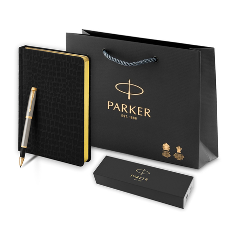 Подарочный набор: Ручка роллер Parker IM + ежедневник, черный