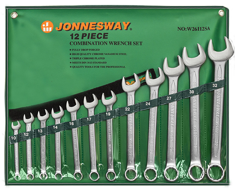 Jonnesway W26112SA Набор ключей гаечных комбинированных в сумке, 10-32 мм, 12 предметов