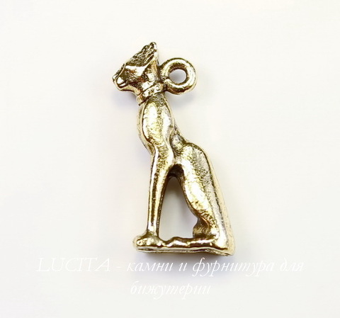 Подвеска Quest Beads "Египетская кошка" 3D (цвет-античное золото) 20х9 мм