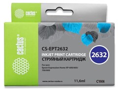 Картридж струйный Cactus CS-EPT2632 26XL голубой (12.4мл) для Epson Expression Home XP-600, 605, 700, 800