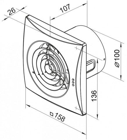 Накладной вентилятор VENTS 100 QUIET Chrome (Хром)