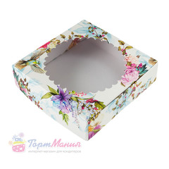 Коробка для печенья 12*12*3 см с окном 