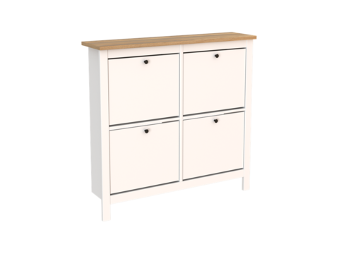 Тумба для обуви Сага 113*108 (112,6*27,9*107,9 см), белый/ясень