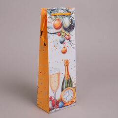 Пакет подарочный под бутылку, С Новым годом, МИКС, 12*36*8 см (Д*В*Ш)