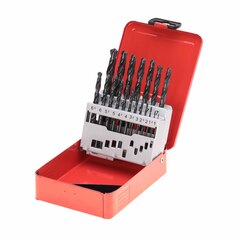 Набор сверл по металлу 1-10мм 19шт DIN338 HSS-R 118° (мет. кейс) Ruko 205212(K)