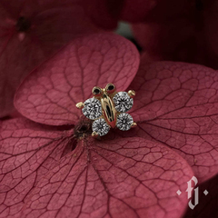 Накрутка "Butterfly" - Желтое золото - White CZ