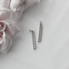 Подвеска Палочка с фианитами 19*2 мм, родий, П476