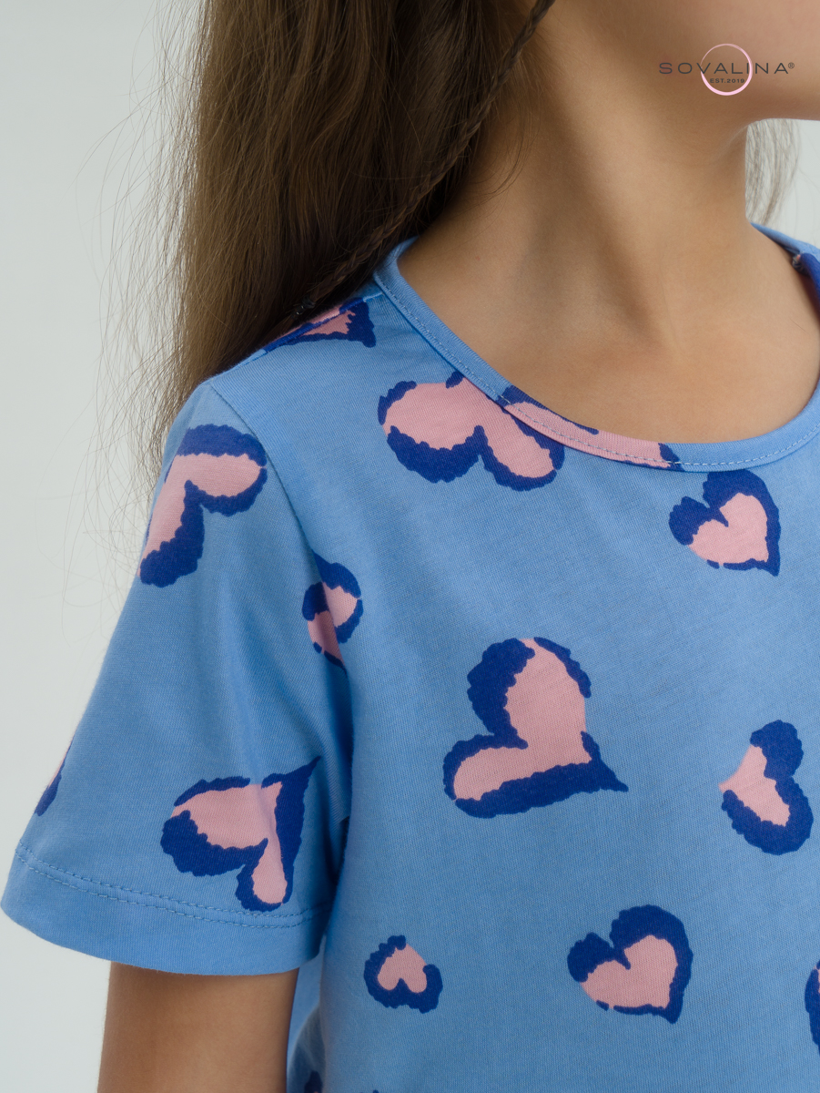 Костюм Актив розовые сердечки на голубом-розовый