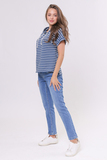 Футболка для беременных и кормящих 15994 индиго полоска