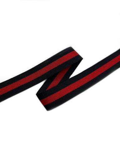 Репсовая лента в полоску, цвет: чёрный/красный, ширина: 15 мм