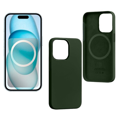 Силиконовый чехол (MagSafe + анимация NFC) Silicon Case для iPhone 15 Pro (6.1") (Кипарис) с магнитом Premium