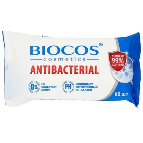 Салфетки влажные MDC (S402130) BioCos антибактериальные 60л/уп алоэ вера