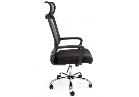 Офисное кресло для персонала и руководителя Компьютерное Lion черное 65*65*121 Хромированный металл /Черный