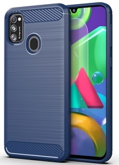 Чехол в стиле карбон синего цвета на Samsung Galaxy M21, серия Carbon от Caseport