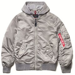 Бомбер Alpha Industries L-2B Hooded Battlewash Vintage White (Серый)