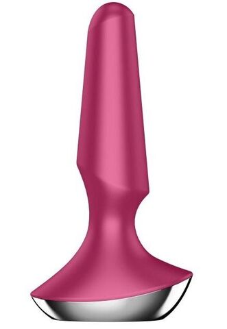 Малиновая анальная пробка с вибрацией Satisfyer Plug-ilicious 2 - 14 см. - Satisfyer 4003276