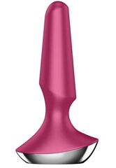 Малиновая анальная пробка с вибрацией Satisfyer Plug-ilicious 2 - 14 см. - 