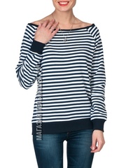 Купить женскую тельняшку - Магазин тельняшек.ру 8-800-700-93-18Свитшот в морском стиле с заниженным плечом в Магазине тельняшек