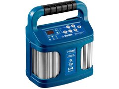 ЗУБР ЗУ-240, 6/12/24 В, 2-12 А, розетка 12 В, интеллектуальное зарядное устройство для аккумуляторов, Профессионал (59305)