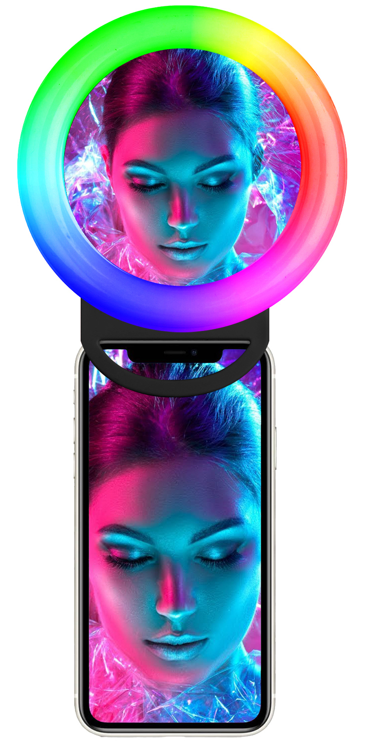 Купить Светодиодное селфи-кольцо с USB 2.0 для телефона RGB Selfie Ring  Light A4S (Черный) за 290 руб, в Чехолере