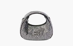 Сумка Miu Miu Wander Satin and Silk Mini Hobo Bag with Syntentic Crystals"Black"
