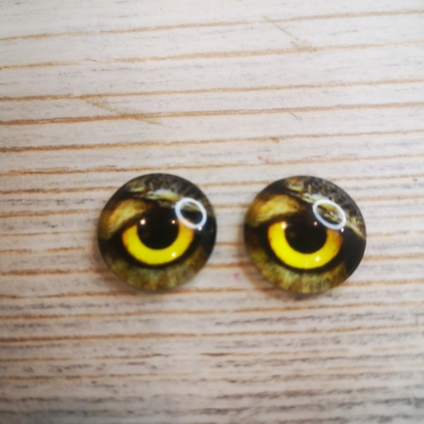 Глазки стеклянные круглые клеевые Коричнево-желтые 16мм (2шт)