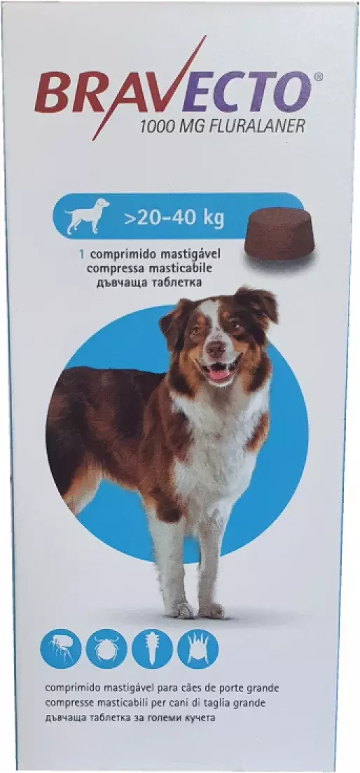 Bravecto для собак 20 40кг. Бравекто 20-40 кг. MSD animal Health Бравекто для собак 20-40 кг, таблетки 1000 мг. Бравекто 40кг.