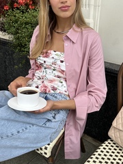 Рубашка хлопковая oversize удлиненная сзади