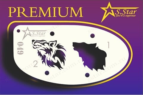 Трафарет для аквагрима S.STAR 049 волк