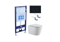 Aquatek Set Aquatek ВЕГА-012 4в1 Set Aquatek ВЕГА (рама Aquatek Standard INS-0000012 с звукоиз.прокладкой+крепеж KKI-0000002+кнопкаKDI-0000012+унитаз ВЕГА AQ1905-00 с крышкой-сиденьем фото