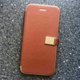 Чехол книжка-подставка с заклепкой из эко-кожи ISA Style Flip Cover для iPhone X, Xs (Коричневый)