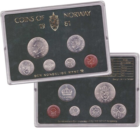 Набор монет Норвегии 1981 UNC в пластиковой упаковке