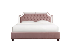 Кровать Garda Decor пепельно-розовая с зеркальными вставками N-BD1894B PI
