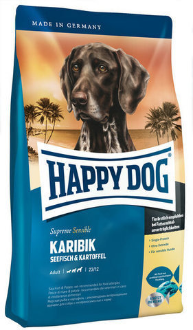 купить Happy Dog Supreme Sensible Adult Karibik сухой корм для взрослых собак весом от 11 кг, склонных к пищевым аллергиям и собак с чувствительным пищеварением