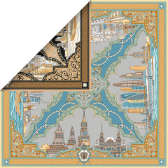 Платок «Объединенные Арабские Эмираты – Россия» голубой