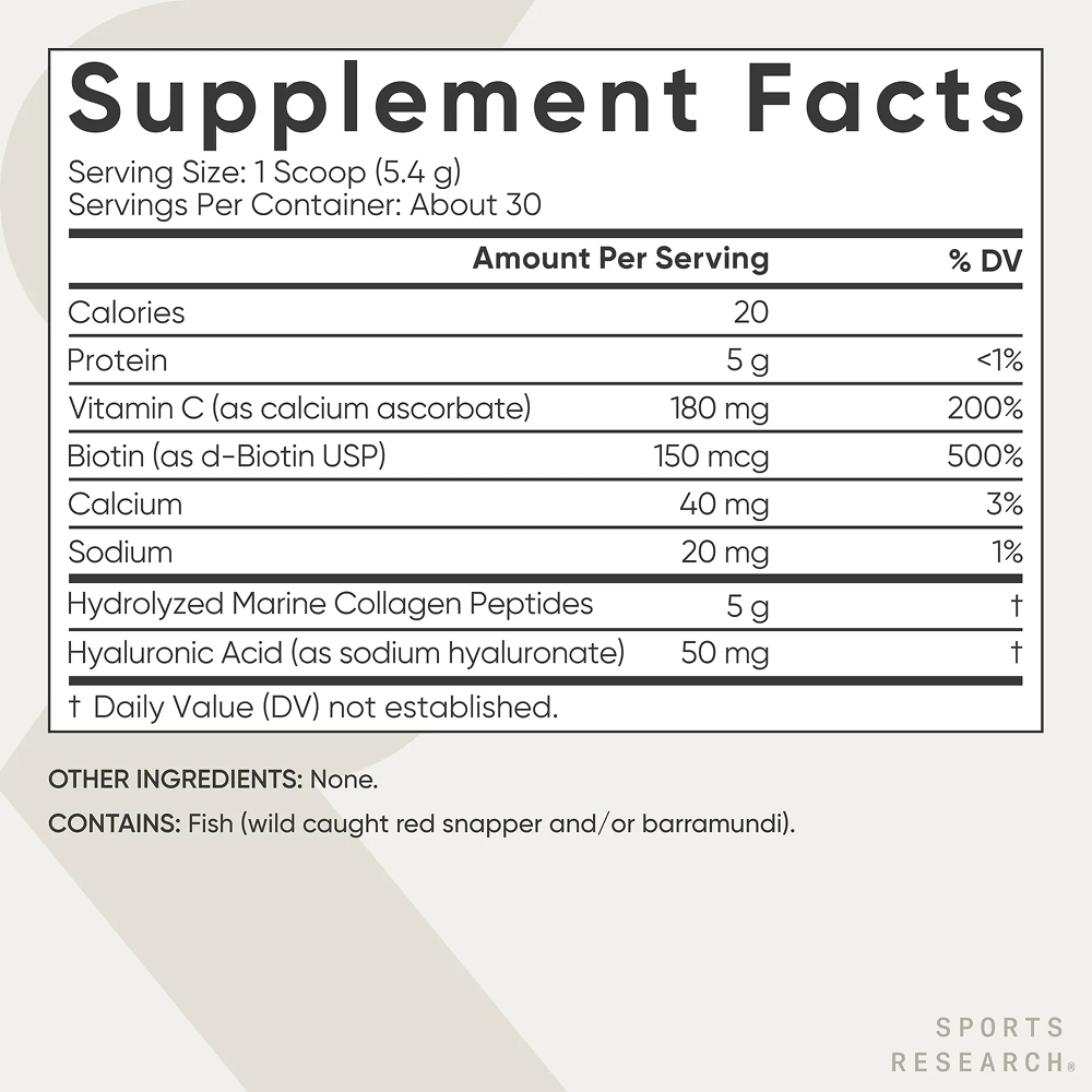 Морской коллаген с биотином и гиалуроновой кислотой, Marine Collagen Complex, Sports Research, 163 г 4