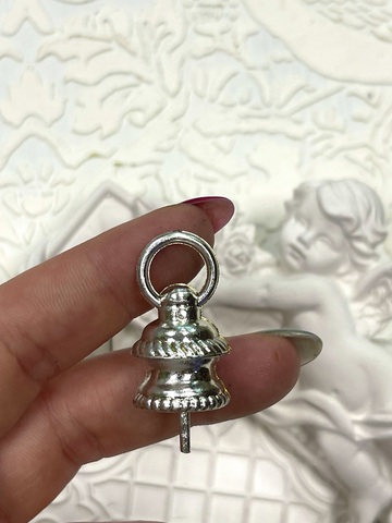 наконечник с кольцом, цвет серебро  пластик 3,4СМ*1,7СМ
