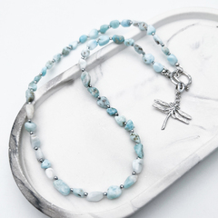 Набор для сборки колье с ларимаром и стрекозой