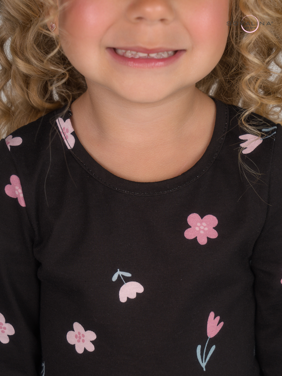 Платье Моана тюльпаны на черном