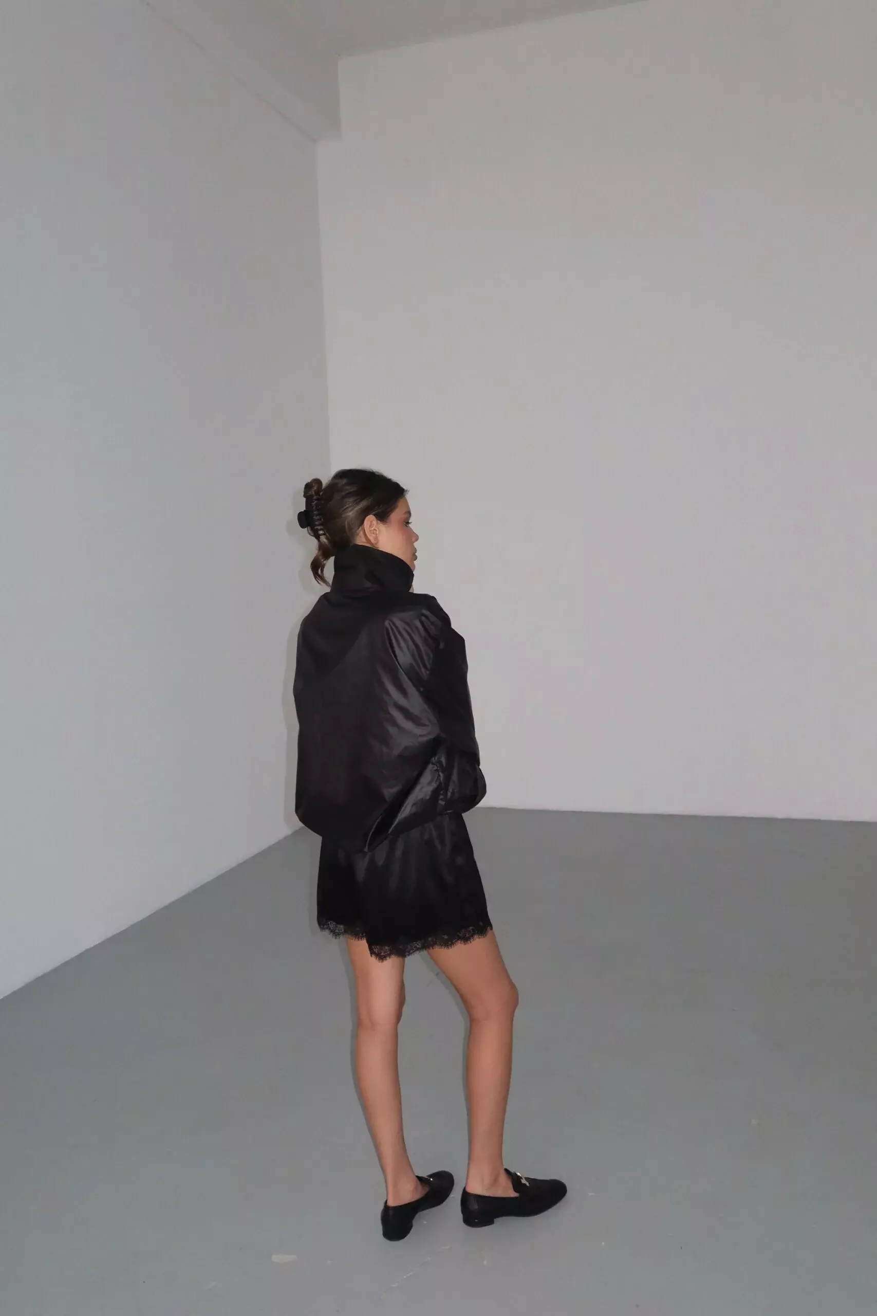 Шорты с кружевом, Черный