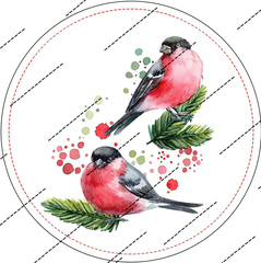 Картинка на вафельной бумаге Снегири