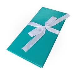 Коробка-конверт для денег, Меловая бумага с бантом бирюзовый, 17*8,3 см, 1 шт.