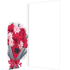 
          Открытка двойная "Поздравляем!", 215х216 мм, евроформат, без текста, фольга серебро, рельеф, букет