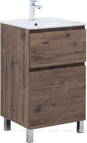 Aquanet 344126 Тумба Алвита new 50 напольная 2 ящ. цв.дуб веллингтон табак (344126)